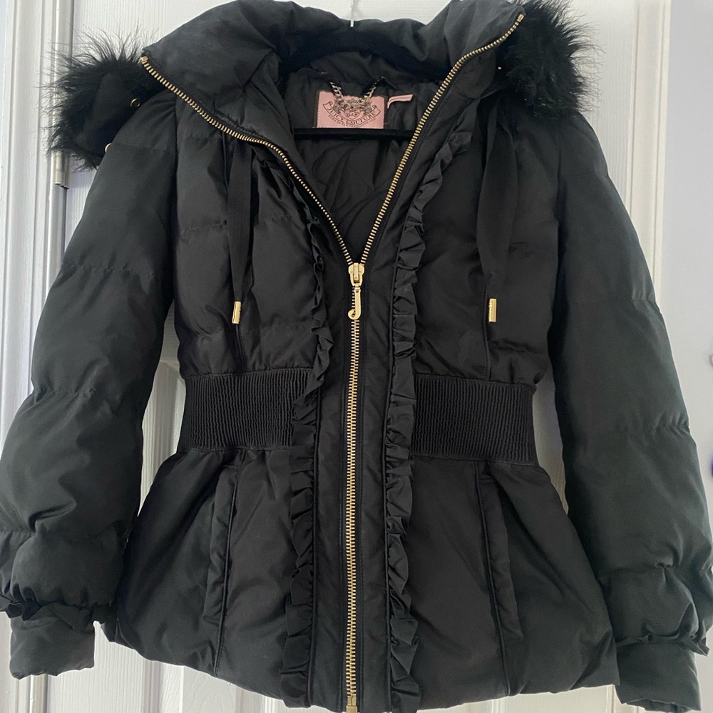 Black Juicy Couture Faux Fur M Puffer Coat